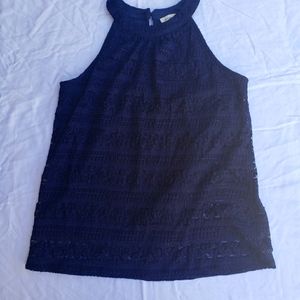 Monteau Navy Lace Top